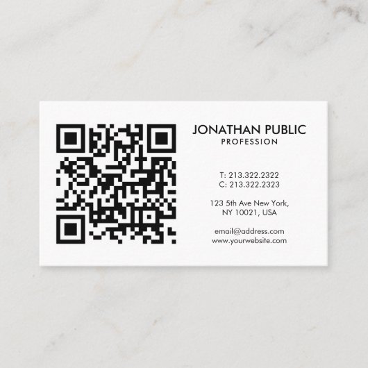 Strichcode QR Code Ihr Logo hier Modernes Profil Visitenkarte (Vorderseite)