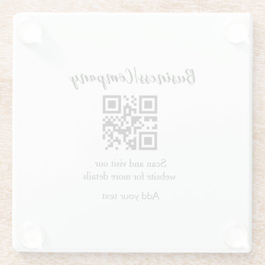 Strichcode QR Name für einfache Unternehmenswebsit Glasuntersetzer (Rückseite)