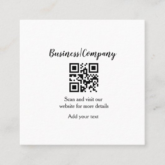Strichcode QR Name für einfache Unternehmenswebsit Quadratische Visitenkarte (Vorderseite)