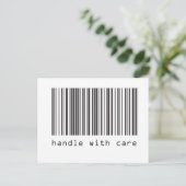 Strichcode - vorsichtig handhaben postkarte (Stehend Vorderseite)