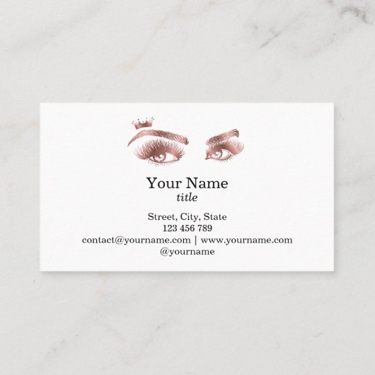 Striche mit Crown Makeup Artist Rose Gold Visitenkarte (Rückseite)