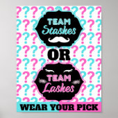 Striche oder Lashes Gender Reveal Baby Shower Part Poster (Vorne)