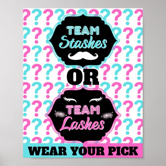 Striche oder Lashes Gender Reveal Baby Shower Part Poster (Vorne)