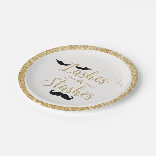 Striche oder Stashes Gender Reveal Baby Shower Pappteller (Schrägansicht)