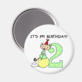 Strichfigur-Mädchen 2. Geburtstag Tshirts und Gesc Magnet (Vorderseite/Rückseite)