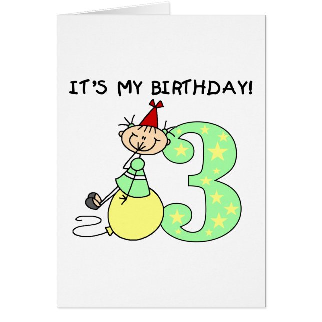 Strichfigur-Mädchen 3. Geburtstagsgeschenke und Ge (Vorne)