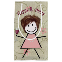 Strichfigur-Mädchen am Geburtstag mit Rotwein