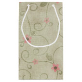 Strichfigur-Mädchen am Geburtstag mit Rotwein Kleine Geschenktüte (Rückseite)