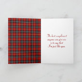Strichfigur-Mädchen am Muttertag auf Tartan Karier Feiertagskarte (Innenseite)