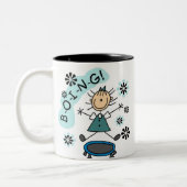 Strichfigur-Mädchen auf Trampoline Zweifarbige Tasse (Links)