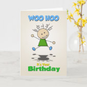 Strichfigur-Mädchen Birthday Card Karte (Gelbe Blume)