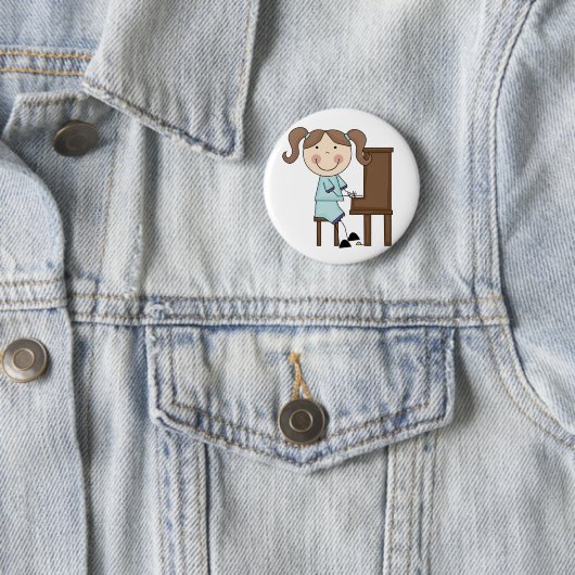 Strichfigur-Mädchen, das Klavier spielt Button (Beispiel)