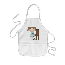 Strichfigur-Mädchen, das Klavier spielt Kinderschürze