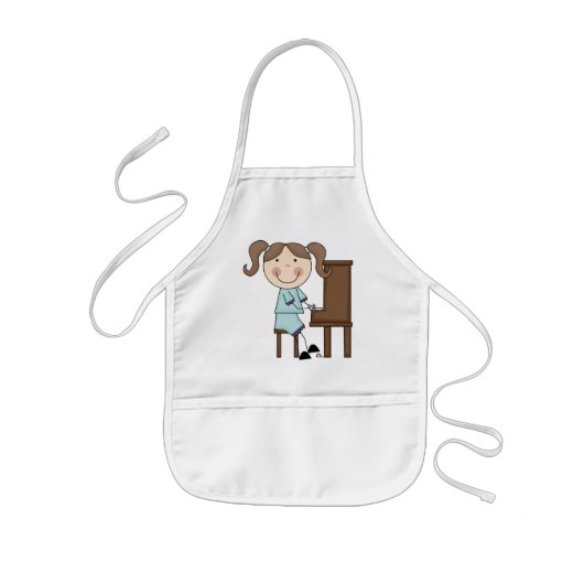 Strichfigur-Mädchen, das Klavier spielt Kinderschürze (Vorne)