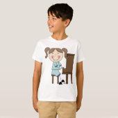 Strichfigur-Mädchen, das Klavier spielt T-Shirt (Vorne ganz)