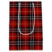 Strichfigur-Mädchen der Mutter auf Tartan Kariert Mittlere Geschenktüte (Rückseite)