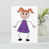 Strichfigur-Mädchen Einladung (Stehend Vorderseite)