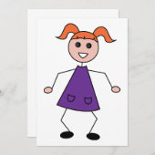 Strichfigur-Mädchen Einladung (Vorne/Hinten)