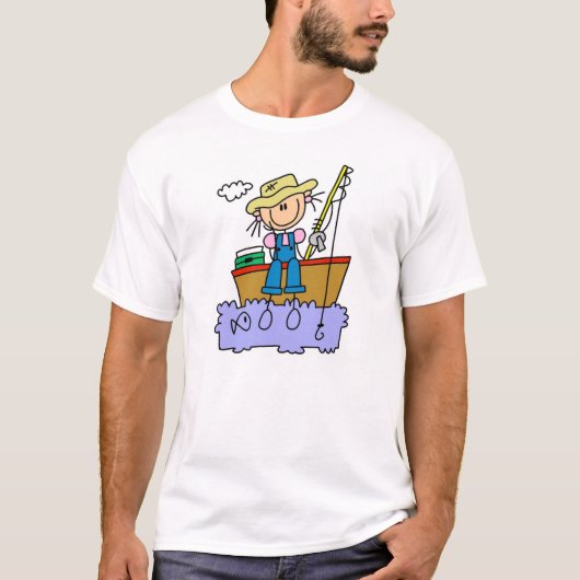 Strichfigur-Mädchen-Fischen T-Shirt (Vorderseite)