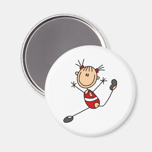 Strichfigur-Mädchen Gymnast Magnet (Vorderseite/Rückseite)