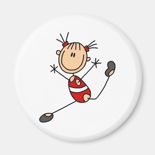 Strichfigur-Mädchen Gymnast Magnet (Vorne)