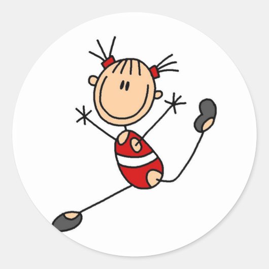 Strichfigur-Mädchen Gymnast Tshirts und Geschenke Runder Aufkleber (Vorderseite)
