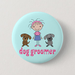 Strichfigur-Mädchen-Haustier-Berufs-HundeGroomer Button