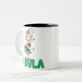 Strichfigur-Mädchen I Hula Zweifarbige Tasse (Vorderseite Links)