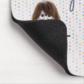 Strichfigur-Mädchen in Denim Kleid mit Zitat Mousepad (Ecke)