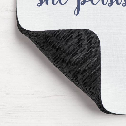 Strichfigur-Mädchen in Denim Kleid mit Zitat Mousepad (Ecke)