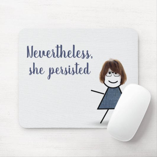 Strichfigur-Mädchen in Denim Kleid mit Zitat Mousepad (Mit Mouse)