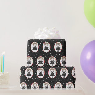 Strichfigur-Mädchen in Sneakern Geschenkpapier