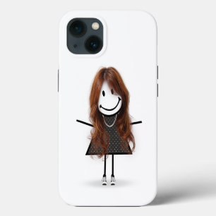 Strichfigur-Mädchen in Sneakern mit Haaren iPhone 13 Hülle