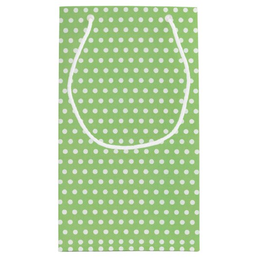 Strichfigur-Mädchen in Sneakers auf Polka-Punkten Kleine Geschenktüte (Rückseite)