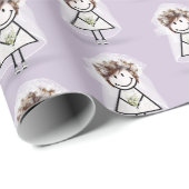 Strichfigur-Mädchen in Sneakers Geschenkpapier (Rolleneckpunkt)