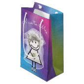 Strichfigur-Mädchen in Sneakers Kleine Geschenktüte (Vorderseite Schrägansicht)