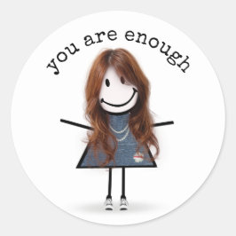 Strichfigur-Mädchen in Sneakers mit Angebot Runder Aufkleber