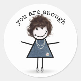 Strichfigur-Mädchen in Sneakers mit Angebot Runder Aufkleber