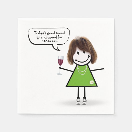 Strichfigur-Mädchen in Sneakers mit Wein Serviette (Vorderseite)