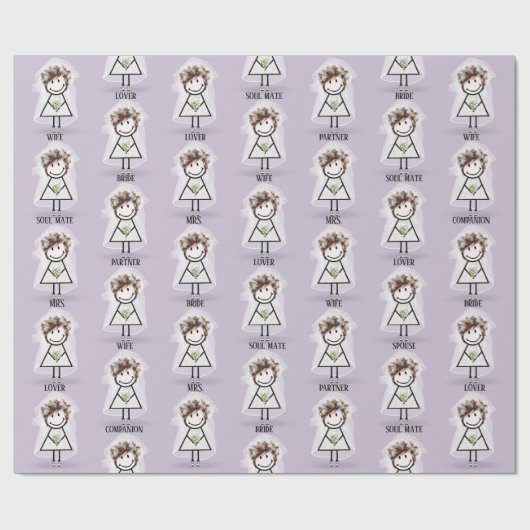 Strichfigur-Mädchen in Sneakers und Bouquet Geschenkpapier (Flach)