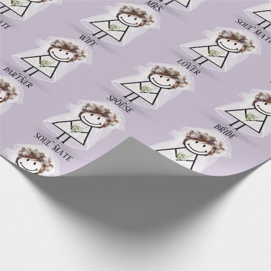 Strichfigur-Mädchen in Sneakers und Bouquet Geschenkpapier (Ecke)