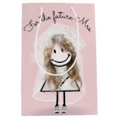 Strichfigur-Mädchen in Spitzenkleidung und Sneaker Mittlere Geschenktüte (Vorderseite)