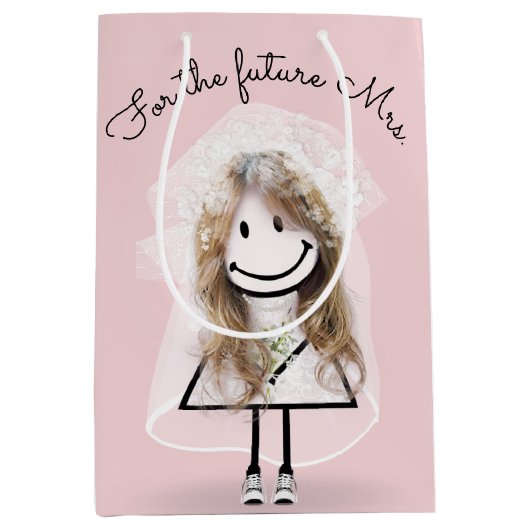 Strichfigur-Mädchen in Spitzenkleidung und Sneaker Mittlere Geschenktüte (Vorderseite)