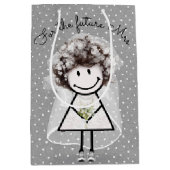 Strichfigur-Mädchen in Spitzenkleidung und Sneaker Mittlere Geschenktüte (Vorderseite)