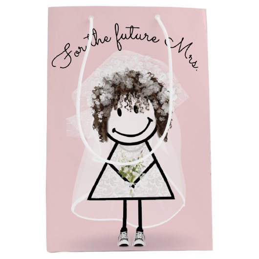 Strichfigur-Mädchen in Spitzenkleidung und Sneaker Mittlere Geschenktüte (Vorderseite)