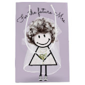 Strichfigur-Mädchen in Spitzenkleidung und Sneaker Mittlere Geschenktüte (Vorderseite)