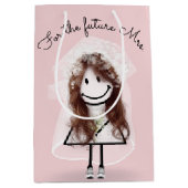 Strichfigur-Mädchen in Spitzenkleidung und Sneaker Mittlere Geschenktüte (Vorderseite)