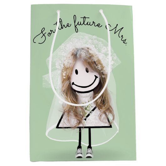 Strichfigur-Mädchen in Spitzenkleidung und Sneaker Mittlere Geschenktüte (Vorderseite)