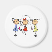 Strichfigur-Mädchen Jumping Rope Magnet (Vorne)
