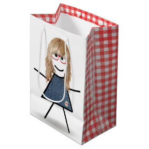 Strichfigur-Mädchen mit Blond Hair Mittlere Geschenktüte